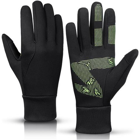 Guanti Termici In Pile Con Touchscreen Per Corsa, Escursionismo, Pesca E Ciclismo Black+green S - Foto 1