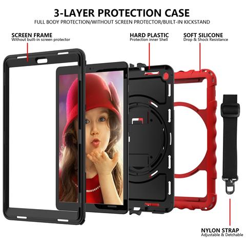 Custodia Per Samsung Galaxy Tab 10.4"" Con Supporto E Tracolla Rossa - Foto 2