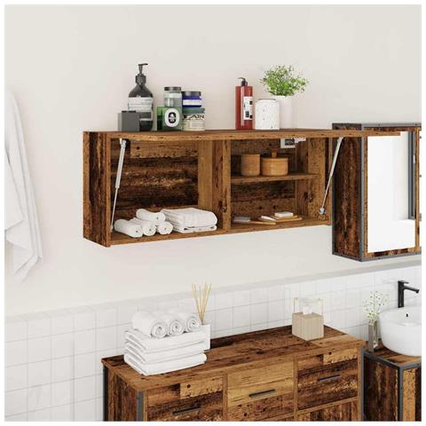 Mobile da Bagno Legno Antico 100x25x40 cm in Truciolato - Foto 2