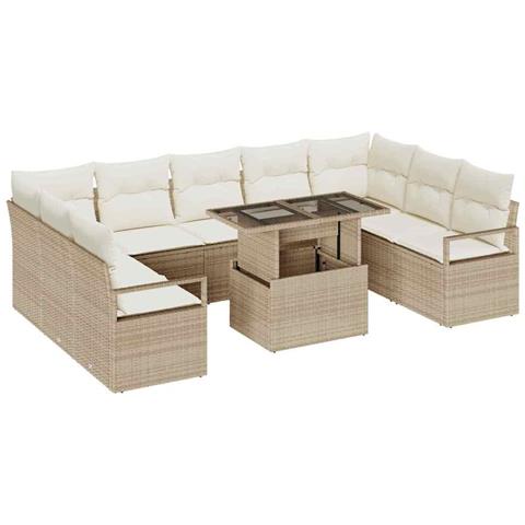 Set Divano da Giardino 10 pcs Beige Poly Rattan - Foto 1