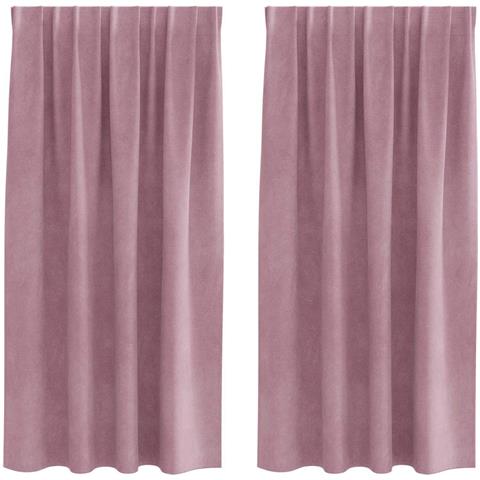 Tende con tende 2 pcs Rosa scuro 140 x 175 cm Velluto - Foto 1