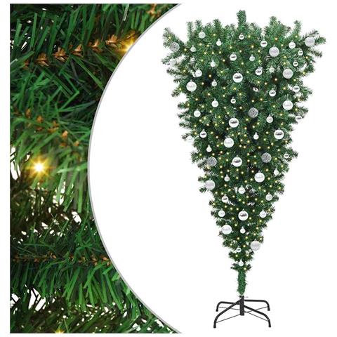 Albero di Natale artificiale pre-illuminato capovolto con set di palle - Foto 1