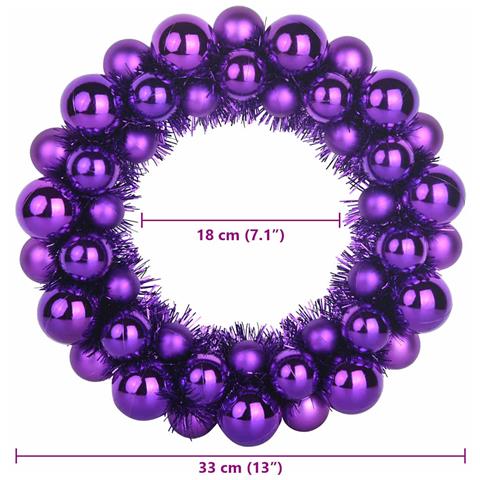 Corone di Palline di Natale 2 pcs Lillà 33 x 33 x 7 cm - Foto 8