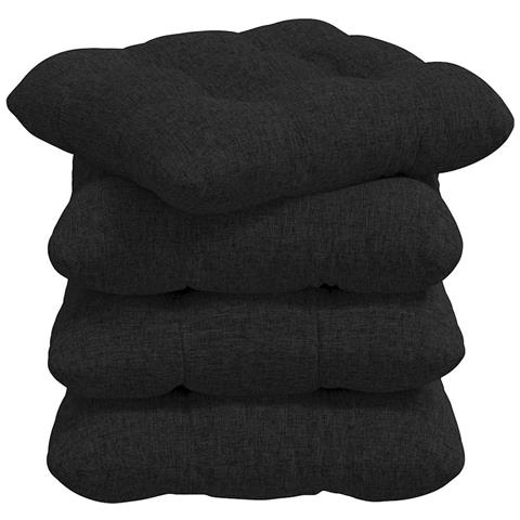 Cuscini per Seduta 4 pcs Nero 40 x 40 x 12 cm Tessuto - Foto 1