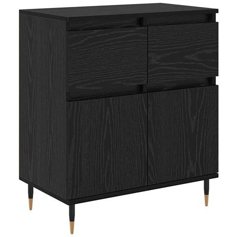 Credenza con cassetto Rovere Nero 60 x 35 x 70 cm - Foto 1