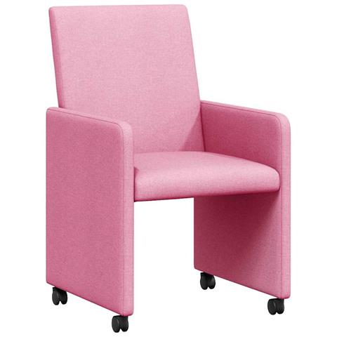 Sedie da Pranzo con Ruote 2 pcs Rosa 57 x 66 x 94 cm Tessuto - Foto 1
