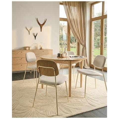 Set Di 4 Sedie Da Pranzo Riley Tessuto Beige Chiaro - Foto 1