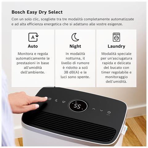Dry 4000 Deumidificatore Capacità 2,5L Silenzioso con Modalità Laundry fino a 75 m³ Bianco - Foto 6
