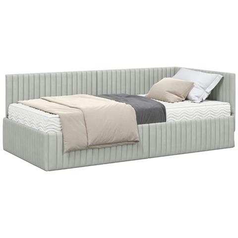 Struttura Letto Angolare con Materasso 2 pcs Grigio chiaro - Foto 1