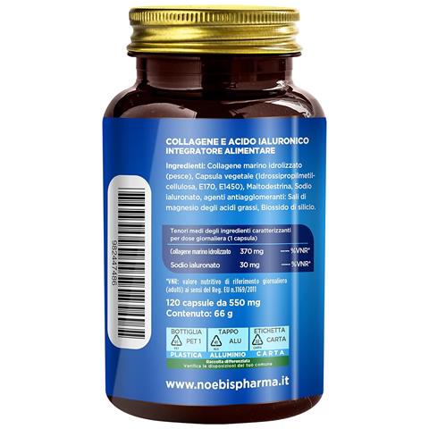 Collagene Marino e Acido Ialuronico 120 Capsule - Collagene Idrolizzato e Sodio Ialuronato - Supporto Pelle, Elasticità e Articolazioni (Confezione sestupla) - Foto 2