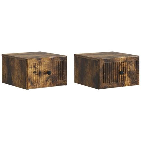Mobiletto da notte a muro 2 pcs Rovere Fumo 33 x 34,5 x 20 cm - Foto 1
