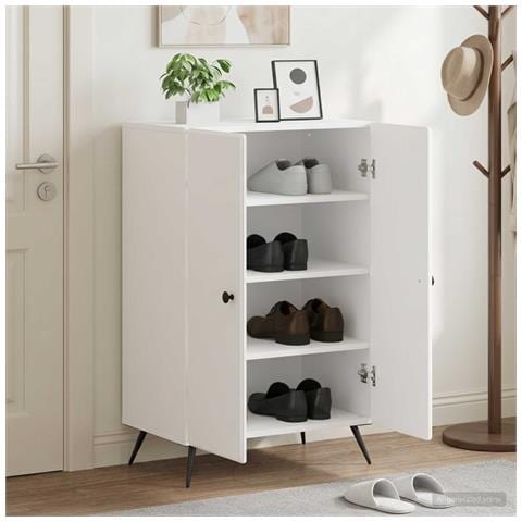 Mobile per scarpe BREDA 59,5 x 39,5 x 90 cm Bianco - Foto 2