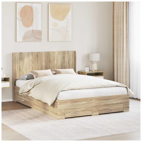 Struttura del letto con stoccaggio e testata Rovere Sonoma - Foto 10