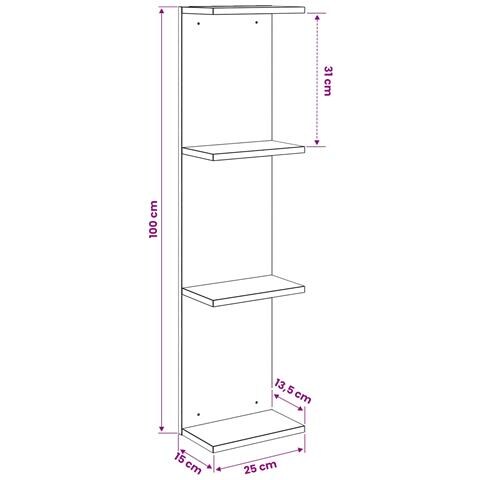 Scaffale da parete Rovere Fumo 25 x 15 x 100 cm - Foto 8