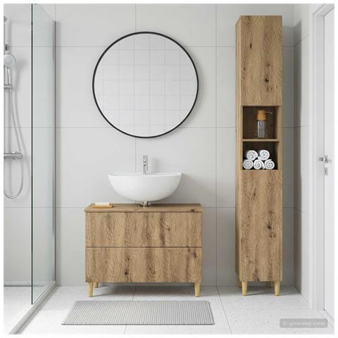 Set di Armadi da Bagno da 2 Pezzi DELFT Rovere Artigianale - Foto 2