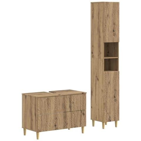 Set di Armadi da Bagno da 2 Pezzi DELFT Rovere Artigianale - Foto 1