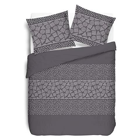 Duvet Set 100% Cotone Arthur - 1 Copripiumino 200x200 Cm + 2 Federe 65x65 Cm Antracite - Foto 1
