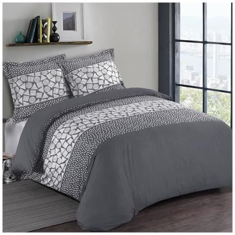 Duvet Set 100% Cotone Arthur - 1 Copripiumino 200x200 Cm + 2 Federe 65x65 Cm Antracite - Foto 3