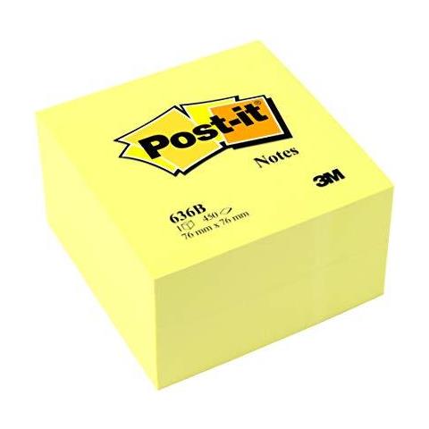 Notes 636b 76 X 76 Mm - Giallo 1 Cubo (450 Fogli)  - Foto 1
