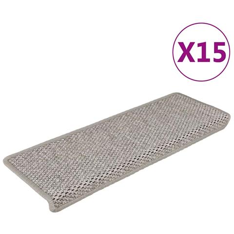 Tappeti Autoadesivi Scale Aspetto Sisal 15 pz 65x21x4cm Argento - Foto 1