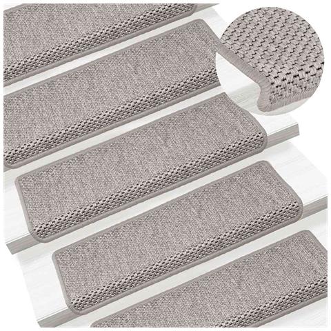 Tappeti Autoadesivi Scale Aspetto Sisal 15 pz 65x21x4cm Argento - Foto 7