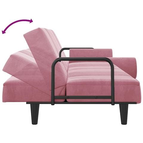 Divano Letto Con Braccioli Rosa In Velluto - Foto 2