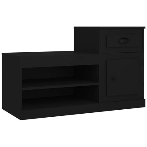 Scarpiera Nera 100x42x60 Cm In Legno Multistrato - Foto 1