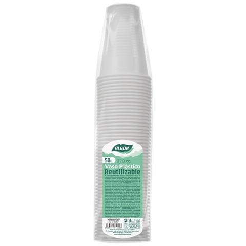 Set Di Tazze Riutilizzabili Algon Bianco 220 Ml (50 Unità) - Foto 2