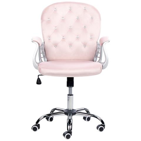 Sedia Da Scrivania Princess Velluto Rosa Pastello - Foto 2