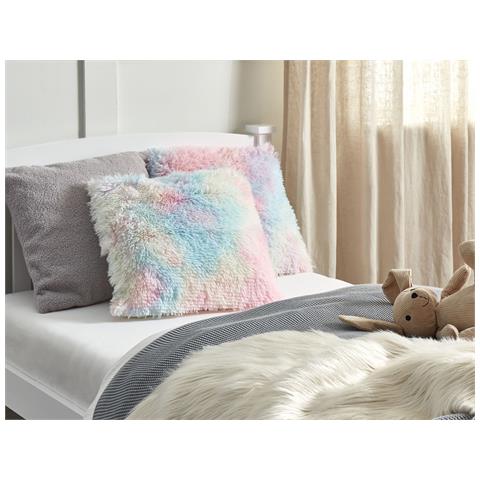 Set Di 2 Cuscini Amaryllis Finta Pelliccia 45 X 45 Cm Multicolore - Foto 1