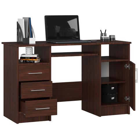 Scrivania ANA, 1 anta e 3 cassetti, 124x52x74 cm, Colore Weng? - Foto 2