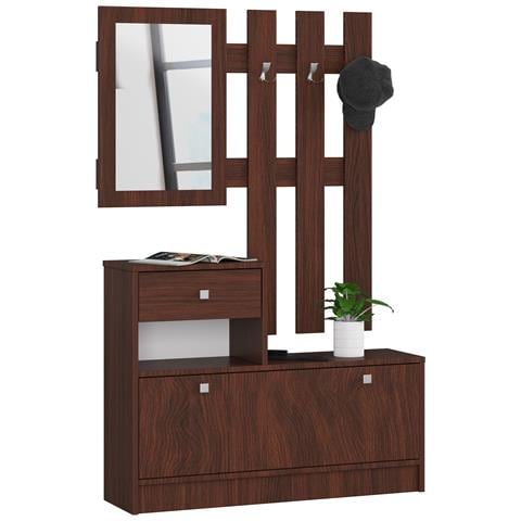 Scarpiera multiuso con appendiabiti, 90x25x170 cm, Colore Weng? - Foto 1