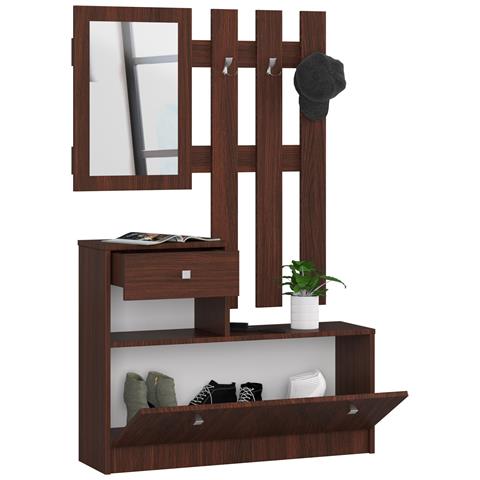 Scarpiera multiuso con appendiabiti, 90x25x170 cm, Colore Weng? - Foto 2