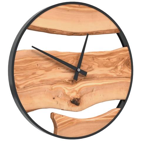 Orologio A Parete Marrone 35 Cm In Ferro E Legno Di Ulivo - Foto 2