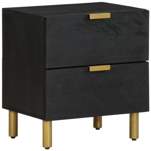 Comodino Nero 40x33x46 Cm In Legno Massello Di Mango - Foto 1