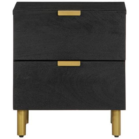 Comodino Nero 40x33x46 Cm In Legno Massello Di Mango - Foto 3