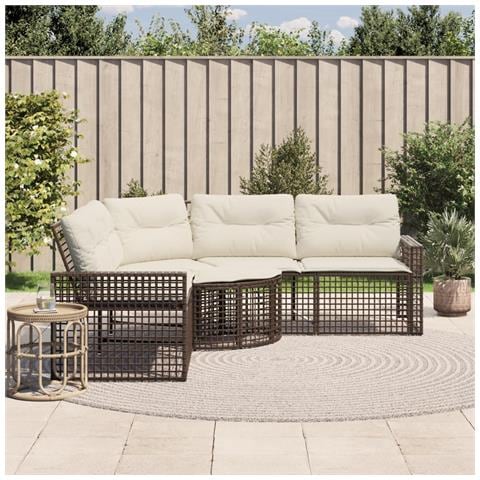 Divano Da Giardino A L Con Cuscini E Pouf Marrone In Polyrattan - Foto 1