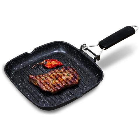 Gp1158 Bistecchiera Induzione, Antiaderente Titanio, 24x24cm, Alluminio Fuso Senza Pfoa Nero - Foto 1