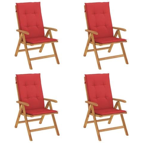 Sedie da Giardino Reclinabili con Cuscini 4 pz in Legno di Teak - Foto 1