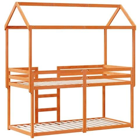 Letto a Castello con Tetto Cera 90x200 cm Legno Massello Pino - Foto 2