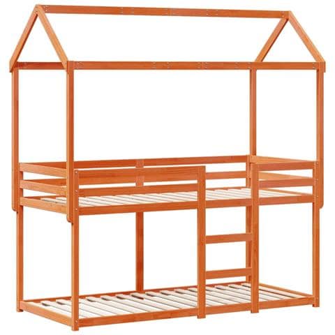 Letto a Castello con Tetto Cera 90x200 cm Legno Massello Pino - Foto 10