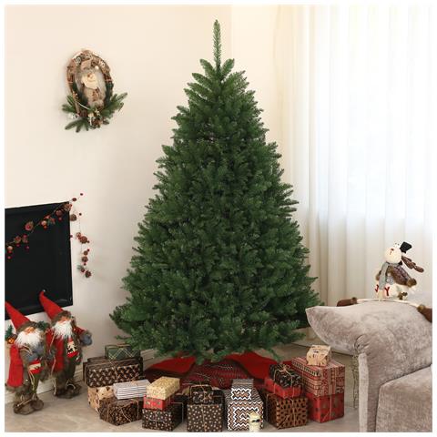 Albero di Natale Artificiale da 195 cm con 1838 Rami con Base in Acciaio per Interni, Verde - Foto 6