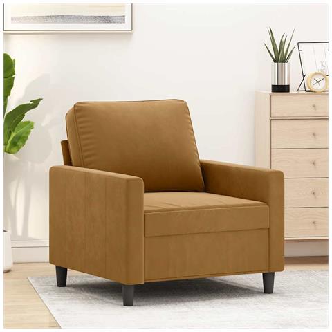 Poltrona Marrone 60 Cm Velluto - Foto 2