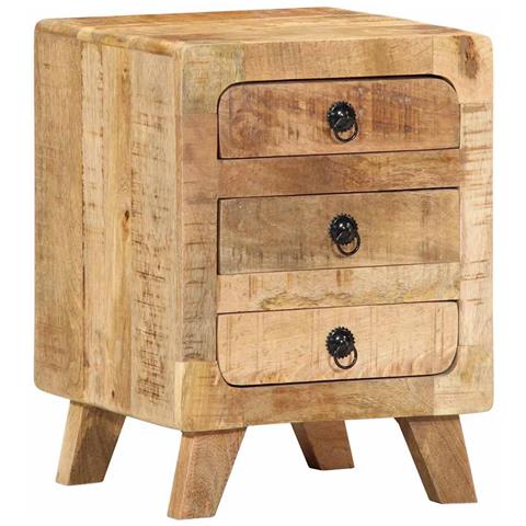 Comodino 37x32x50 Cm In Legno Massello Di Mango Grezzo - Foto 1