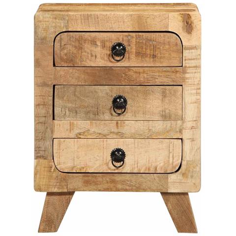 Comodino 37x32x50 Cm In Legno Massello Di Mango Grezzo - Foto 2