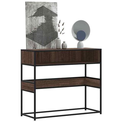 Tavolo Consolle Rovere Marrone 90x35x80 Cm Legno Multistrato - Foto 1
