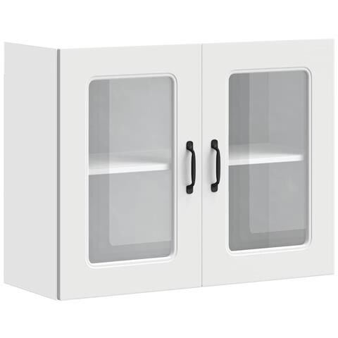 Pensile Da Cucina Con Porta In Vetro Kalmar Bianco Truciolato - Foto 2