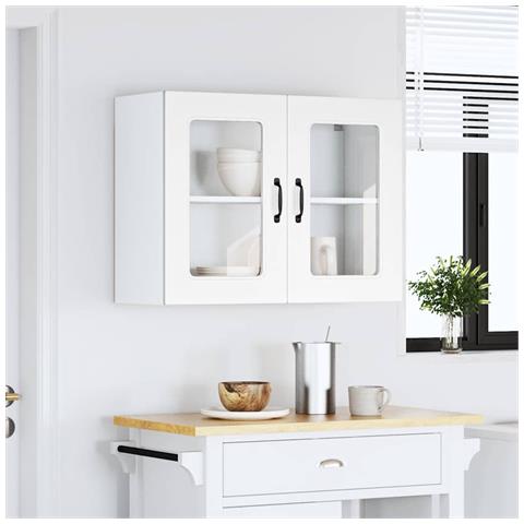 Pensile Da Cucina Con Porta In Vetro Kalmar Bianco Truciolato - Foto 3