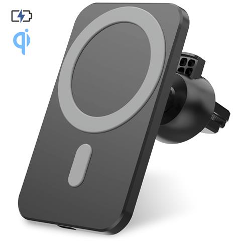 Caricabatterie Wireless Qi Per Auto, Con Supporto Magnetico E Gancio Per Griglia. Compatibile Con Magsafe Per Iphone 12 /13/14. Connessione Tipo C. - Foto 1