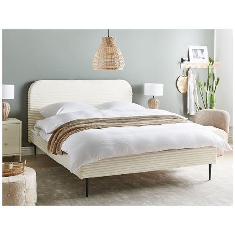 Letto Velluto A Coste Flayat 160 X 200 Cm Bianco Sporco - Foto 1
